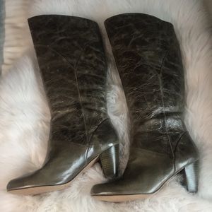 JESSICA SIMPSON Grella Boots. Leather Upper. Olive grey color. Size 9 1/2